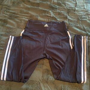 Adidas Women's Black Leggings with White Stripes
